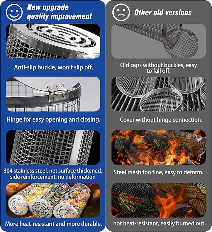 Stainless Steel BBQ Cage | Rolling Smoker Barrel for Outdoor Grilling.zerramart.online