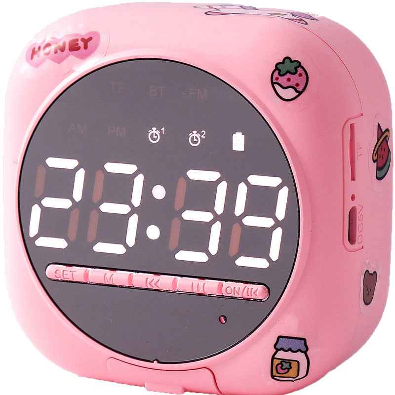 Mini Bluetooth Home Alarm Clock Speaker-High Volume Outdoor Subwoofer, Cute Cartoon Girl Design, Multi-Function Small Sound Device