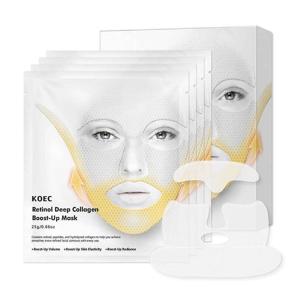 KOEC Retinol Collagen Face Mask, 4-Piece Deep Moisturizing & Skin Tightening Facial Sheet for Glowing, Youthful Skin