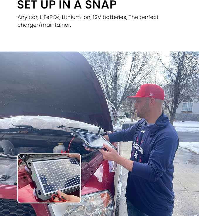 POWOXI 7.5W Solar Battery Trickle Charger Maintainer 12V , Portable Waterproof Solar Panel Kit for Car, Boat, RV & Motorcycle
